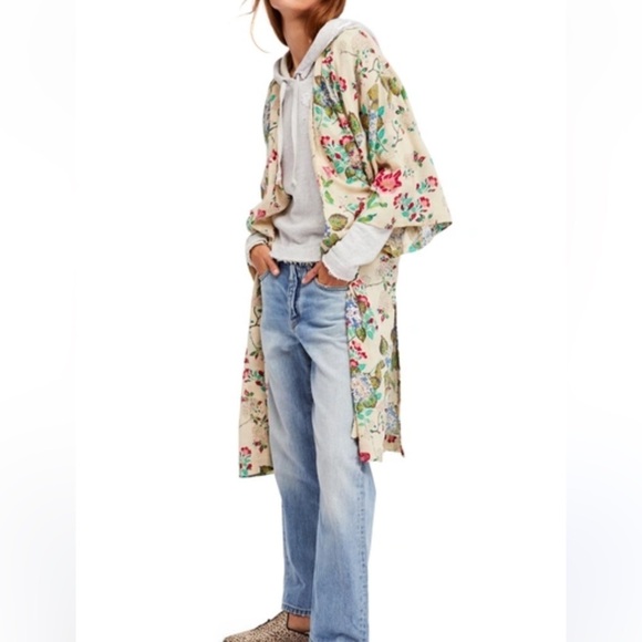 Free People Latimer Kimono In Neutral Combo Size XS NWT - Picture 2 of 11